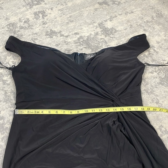 New La Femme Curve Off the Shoulder Jersey Ruched Long Dress Black Plus Size 22 - Picture 10 of 11